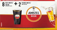 Amstel Bere blondă 5% alcool 8 x 500 ml + 2 pahare