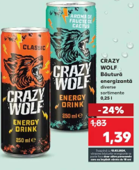 CRAZY WOLF Băutură energizantă diverse sortimente 250ml