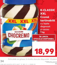 K-Classic XXL Cremă tartinabilă cu lapte degresat și cacao 1kg