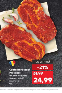 Ceafă Barbecue/Provence din carne de porc fără os feliată marinată kg