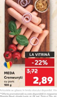 MEDA Crenvurști cu porc 100 g