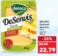 DELACO Cașcaval desenviș 40% grăsime 400 g