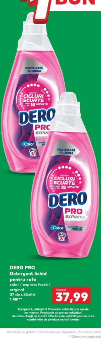 DERO PRO Detergent lichid pentru rufe color / express fresh / original 37 de utilizări 1.48l