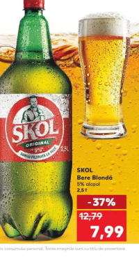 SKOL Bere Blondă 5% alcool 2,5 l