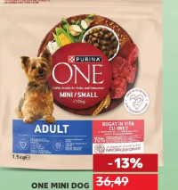 Purina ONE MINI DOG Hrană uscată cu vită / curcan 1,5 kg