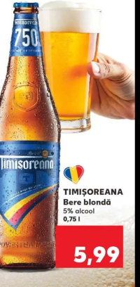 Timișoreana Bere blondă 5% alcool 0,75 l