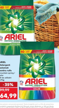 ARIEL Detergent automat pentru rufe mountain spring / color 60 de utilizări 3.9kg