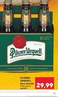 Pilsner Urquell Bere blondă 4,4% alcool 6x0,33 l
