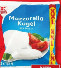 K-CLASSIC Mozzarella XXL 45% grăsime 2 x 125 g