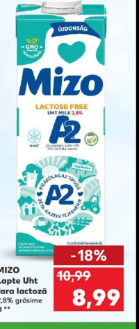 Mizo Lapte UHT fără lactoză 2,8% grăsime 1l