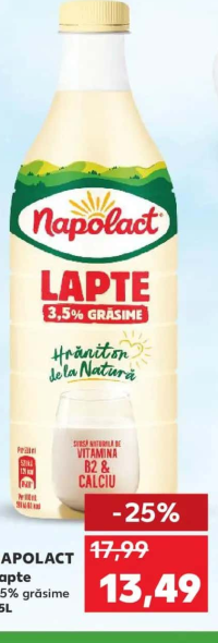 Napolact Lapte 3,5% grăsime 1,5L