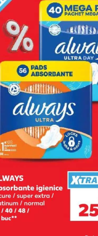 ALWAYS Absorbante igienice secure / super extra / platinum / normal 36 / 40 / 48 / 56 buc