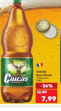 Ciucaș Bere blondă 4,6% alcool 2,25 l