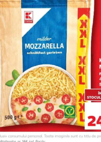 K-CLASSIC Mozzarella rasă XXL 45% grăsime 500 g