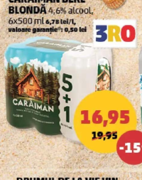 Caraiman Bere Blondă 4.6% alcool 6x500 ml
