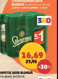 Staropramen Bere Blondă 5% alcool 6 x 500 ml