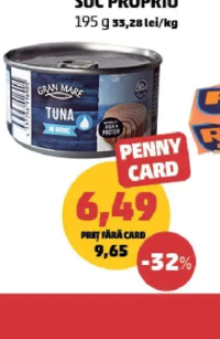 Gran Mare Ton întreg în suc propriu 195 g