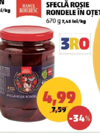 Hanul Boieresc Sfeclă roșie rondele în oțet 670 g