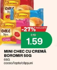 Boromir Mini chec cu cremă 50g cacao/lapte/căpșuni
