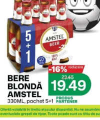 AMSTEL BERE BLONDĂ 330ML, pachet 5+1