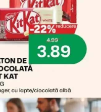 Kit Kat Baton de ciocolată 4 finger, cu lapte/ciocolată albă 41.5g