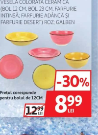 ACTUEL VESELĂ COLORATĂ CERAMICĂ BOL 12CM