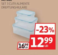 Actuel Set 3 cutii alimente dreptunghiulare