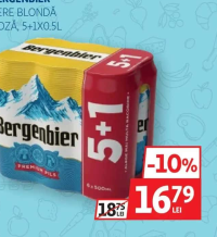 Bergenbier Bere blondă doză 5+1x0.5l