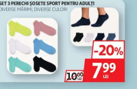 SET 3 PERECHI ȘOSETE SPORT PENTRU ADULȚI DIVERSE MĂRIMI, DIVERSE CULORI