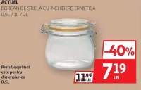 ACTUEL BORCAN DE STICLĂ CU ÎNCHIDERE ERMETICĂ 0,5L