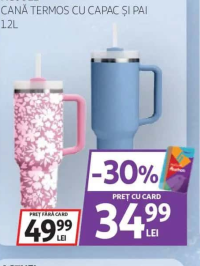 ACTUEL CANĂ TERMOS CU CAPAC ȘI PAI 1.2L