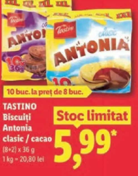 Tastino Biscuiți Antonia clasic / cacao (8+2) x 36g