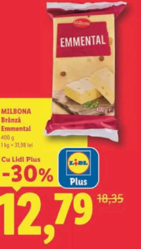 Milbona Brânză Emmental 400 g