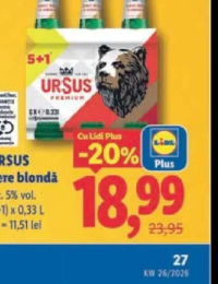 Ursus Bere blondă (5+1) x 0,33 L