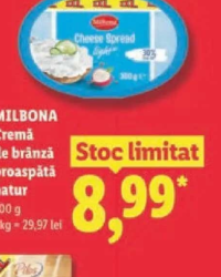 MILBONA Cremă de brânză proaspătă natur 300 g