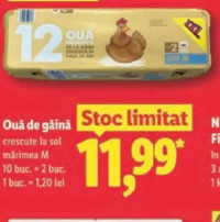 Ouă de găină crescute la sol mărimea M 10 buc. + 2 buc.