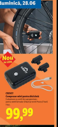 CRIVIT Compresor mini pentru bicicletă 1 buc.