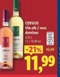 CERVUS Vin alb / rose demisec 0,75 L