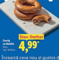 Brutăria Lidl Covrig cu Nutella 100g