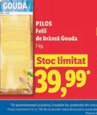 PILOS Felii de brânză Gouda 1 kg