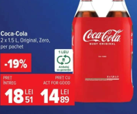 Coca-Cola 2 x 1.5 L Original Zero per pachet