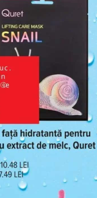 Quret Mască de față hidratantă cu extract de melc 25 g