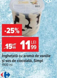 Simpl Înghețată cu aromă de vanilie și sos de ciocolată 1000 ml