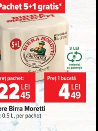 Bere Birra Moretti L'Autentica Pachet 5+1 gratis 6 x 0.5 L
