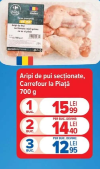 Carrefour la Piață Aripi de pui secționate 700 g
