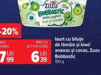 Zuzu Bobbastic Iaurt cu biluțe de lămâie și kiwi/ananas și cocos 150g