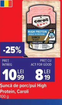 Caroli Șuncă de porc/pui High Protein 100g