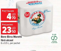Bere Birra Moretti fără alcool 6 x 0.5 L