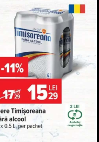 Bere Timișoreana fără alcool 4 x 0.5 L