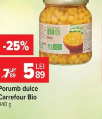 Porumb dulce Carrefour Bio 340 g